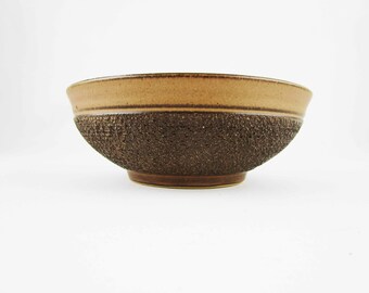 Denby, England - 'Cotswold' Pattern - One Coupe Cereal Bowl - Off-white With Brown Textured Outside - Earthenware - Denby Made in England