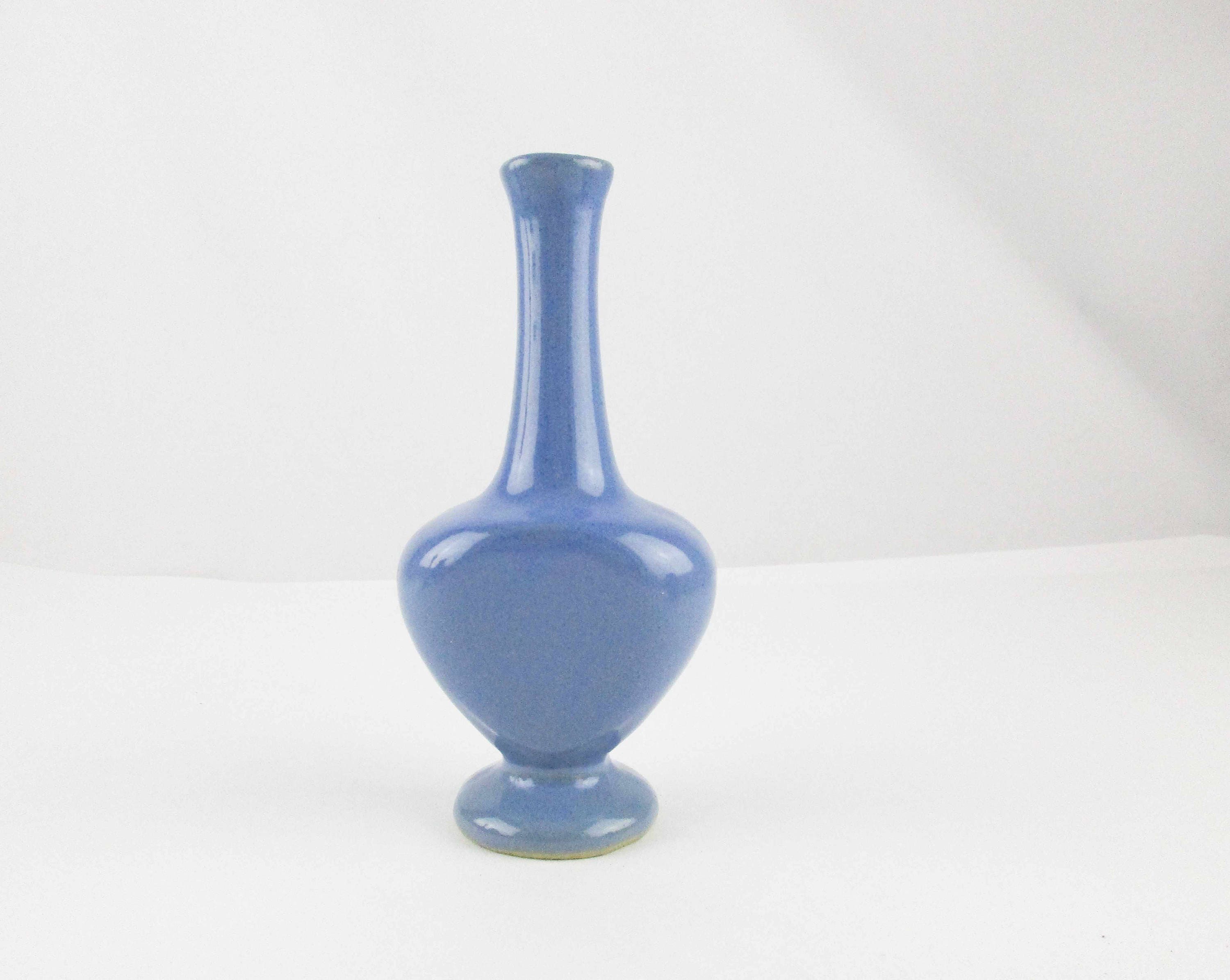 6 Tall Stoneware Vase With Narrow Neck and Flat Body Etsy