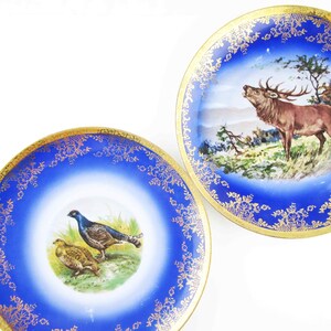 Your CHOICE - &#39;Royal Vienna&#39; Cabinet Plates - Retailed by STW, Bavaria, Germany - Large Cobalt Blue w/Gold Gilding Plate - Wildlife Images