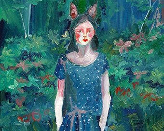 Forest Girl - limited edition giclee print of an original oil painting