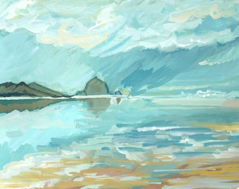 day 16—Cannon Beach, Oregon—print of an original gouache painting