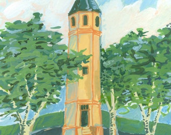day 92—Roland Water Tower. Baltimore, MARYLAND—print of an original gouache painting.