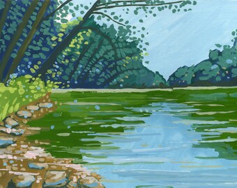 day 97—GREENBRIER RIVER. West Virginia.—print of an original gouache painting