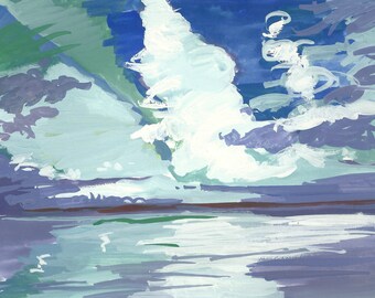 day 4—Cannon Beach, Oregon—print of an original gouache painting