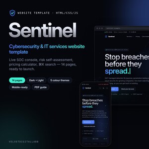 Modello di sito web Sentinel Cybersecurity, Servizi IT, MSP, SOC, Consulente di sicurezza (html)