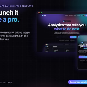 SaaS Landing Page Template HTML | Startup, App & AI Tool Website |  | Instant Download
