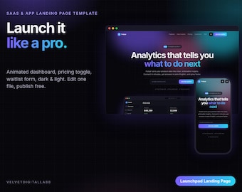 SaaS Landing Page Template HTML | Startup, App & AI Tool Website |  | Instant Download