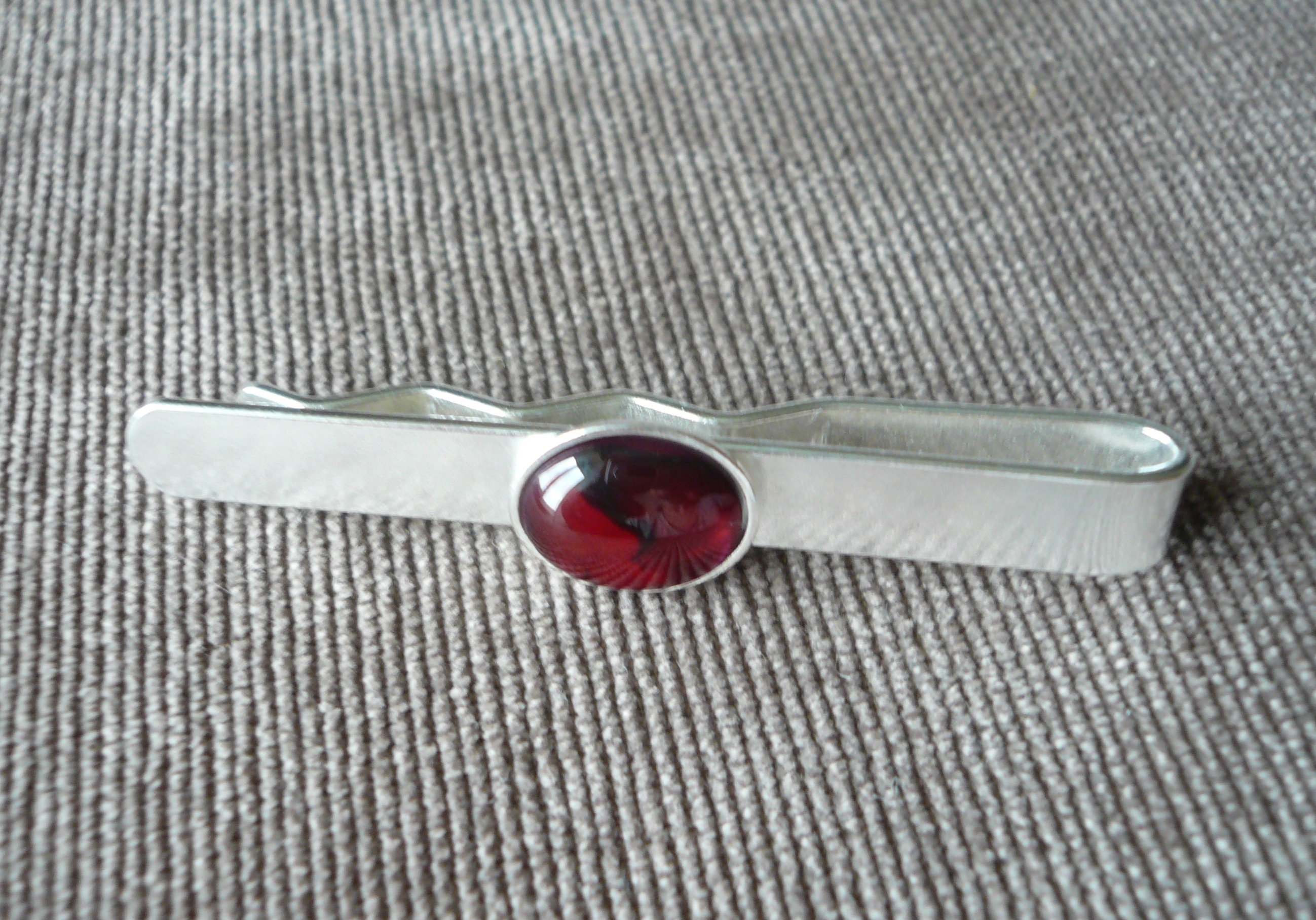 Red Ruby Tie Bar Clip Abalone Silver Men Fathers Gift for Him Etsy