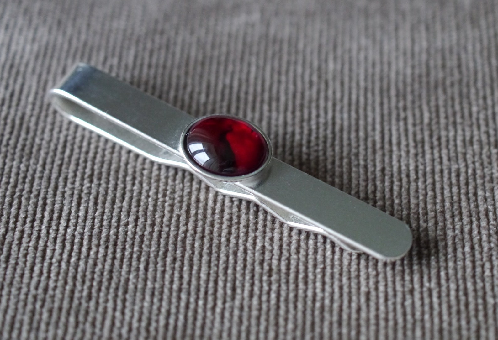 Red Ruby Tie Bar Clip Abalone Silver Men Fathers Gift for Him Etsy
