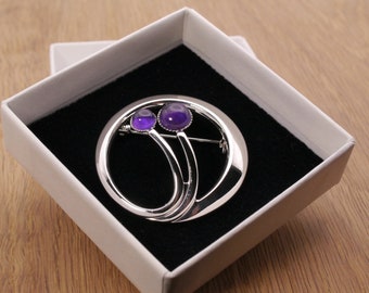 Amethyst Purple Brooch 30 40 50 60 70 80 90 February Birthday Stone Mothers Day Gift for her Mum Wife Daughter Sister Gran Nan Aunt Women