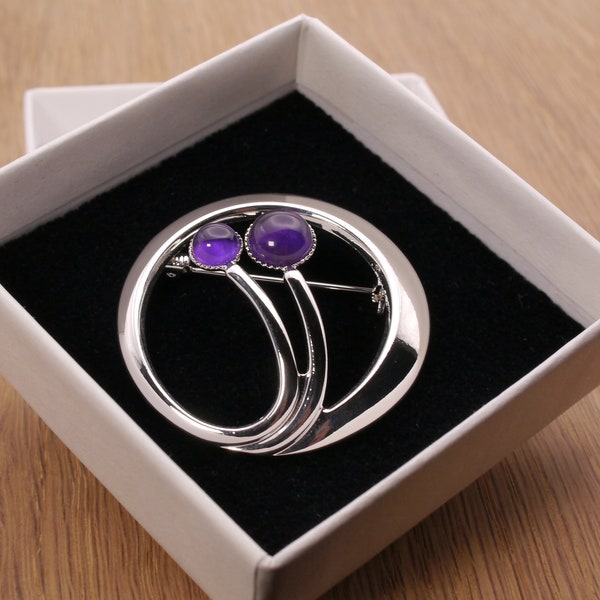 Amethyst Purple Brooch 30 40 50 60 70 80 90 February Birthday Stone Mothers Day Gift for her Mum Wife Daughter Sister Gran Nan Aunt Women