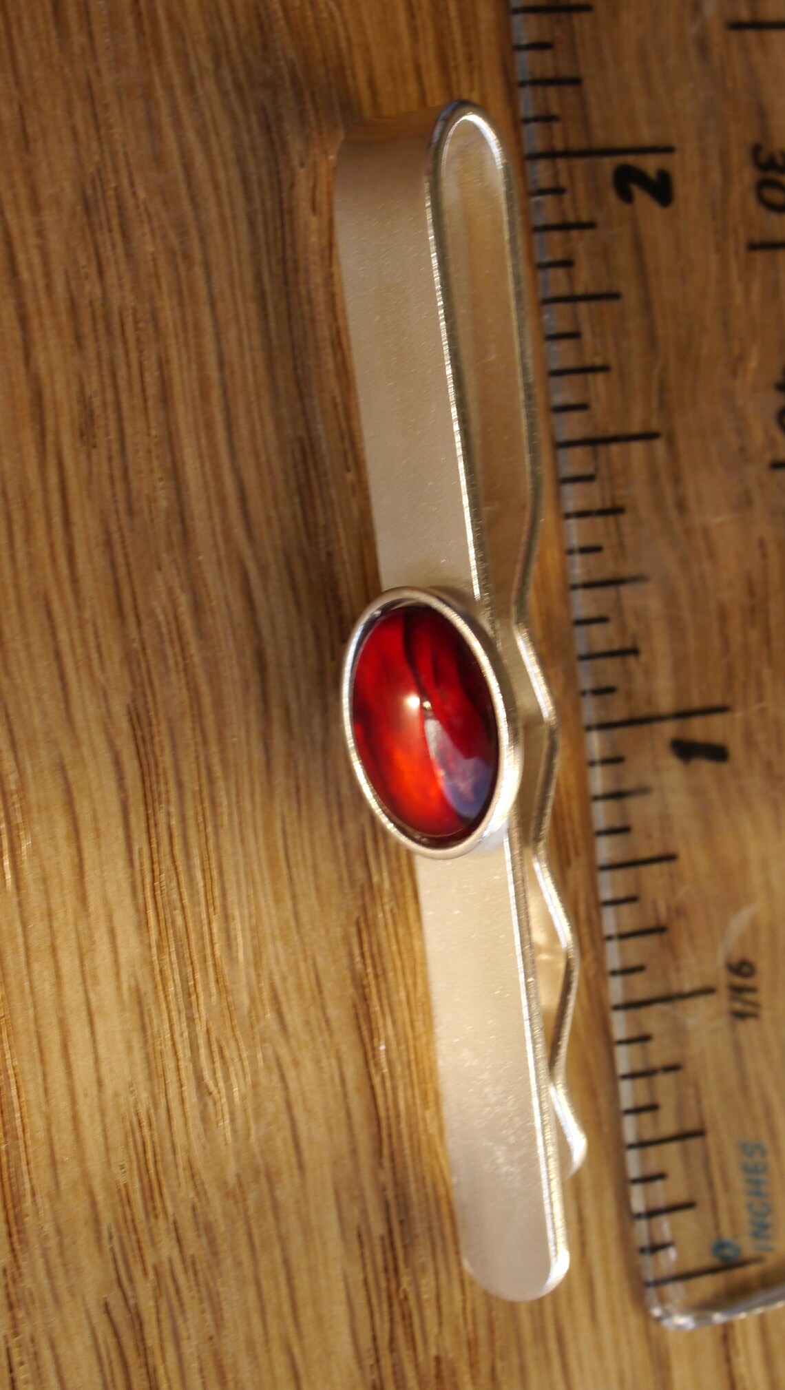 Red Ruby Tie Bar Clip Abalone Silver Men Fathers Gift for Him Etsy