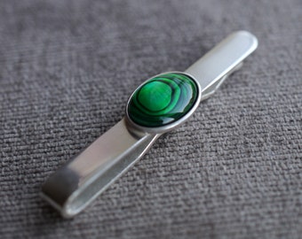 Green Abalone Tie Bar Clip Fathers Day 20 55 Emerald Wedding Anniversary May Birthday Stone Gift for Him 30 40 50 60 70 Dad Husband Son Mens