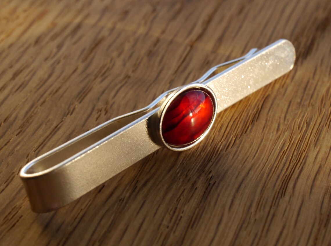 Red Ruby Tie Bar Clip Abalone Silver Men Fathers Gift for Him Etsy