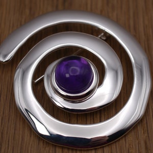 Amethyst Purple Swirl Brooch 30 40 50 60 70 80 90 February Birthday Stone Mothers Day Gift for her Mum Wife Daughter Sister Gran Nan Aunt