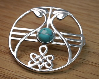 Celtic Turquoise Brooch Valentine Anniversary December Birthday 30 40 50 60 70 80 Gift for Her Mum Wife Gran Daughter Aunt Sister Girlfriend