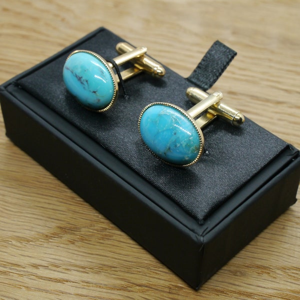 Turquoise Cufflinks Fathers Day 11 Wedding Anniversary December Birthstone 30 40 50 60 Birthday Gift for Him Husband Dad Son Brother Uncle