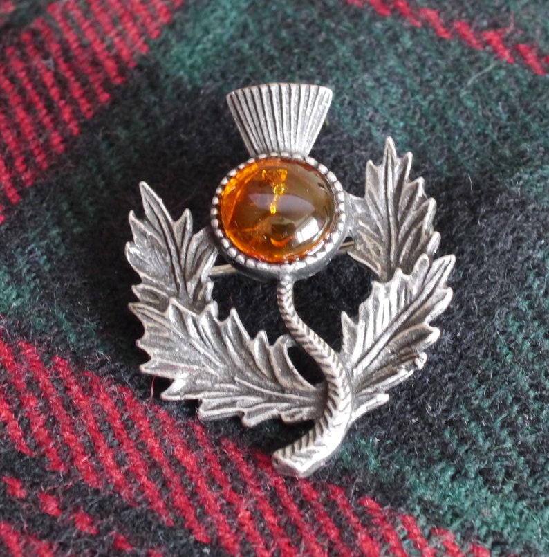 Scottish Amber Thistle Brooch Christmas Gift for Her 30 40 50 Etsy