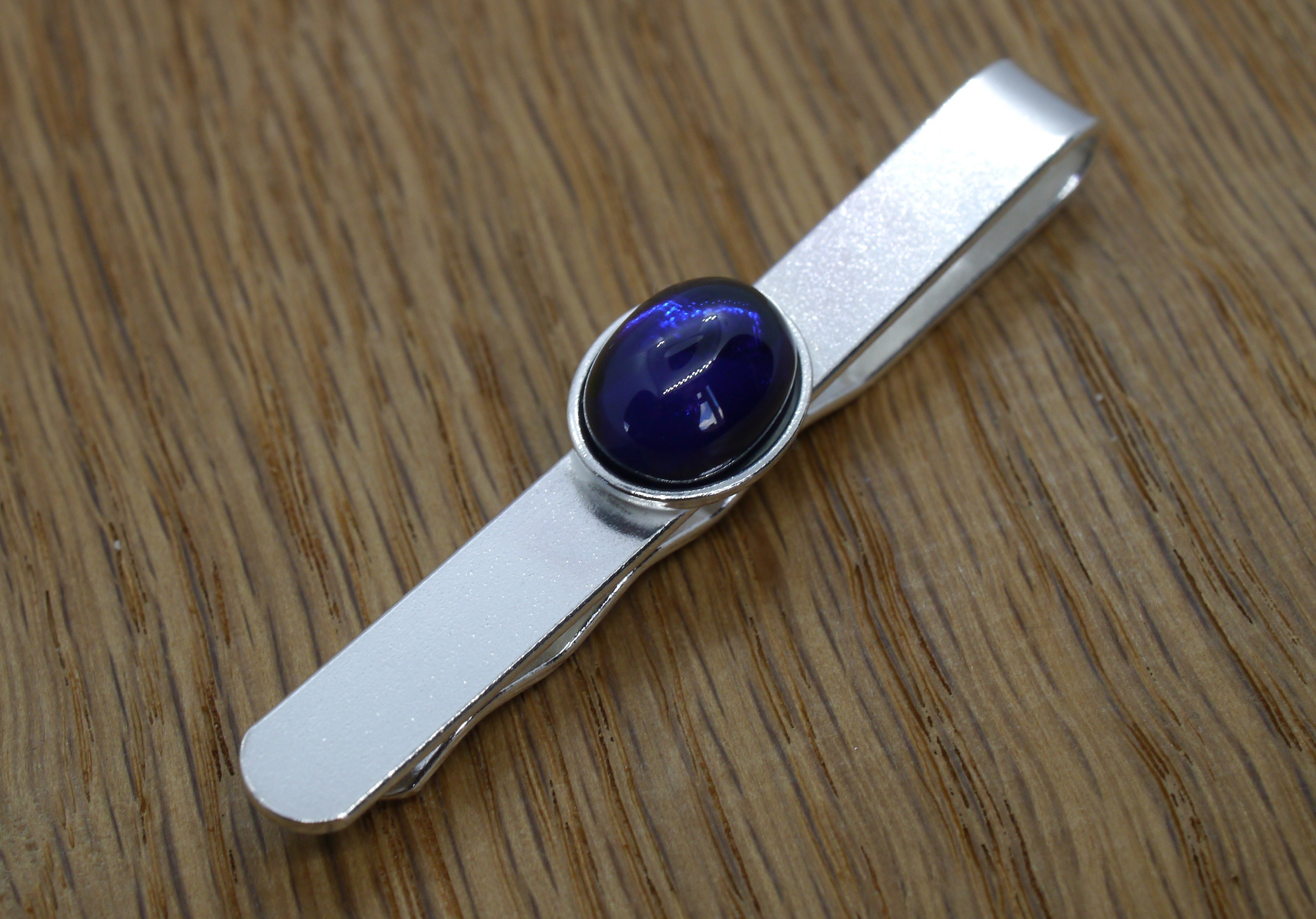 Synthetic Sapphire Blue Tie Bar Slide Clip Gift for Him Dad Etsy