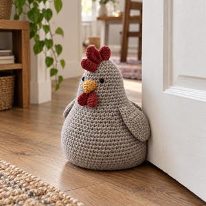 Crochet Chicken Doorstop Pattern: Farmhouse Hen Amigurumi PDF Download