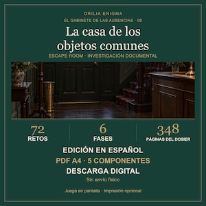 The House of Common Objects: Escape Room PDF in Spanish, 72 Challenges | The Cabinet of Absences 08