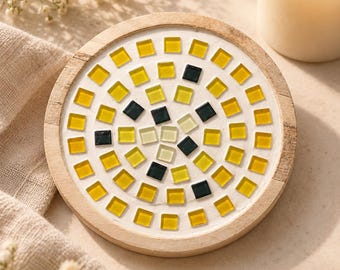 Plato para velas con mosaico de sol