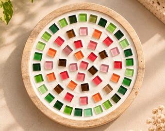 Plato para velas con mosaico de jardín de sandías