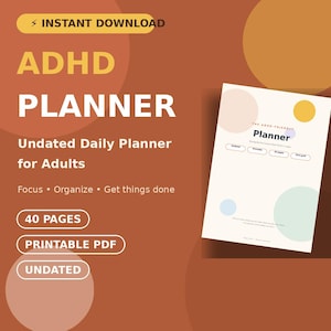ADHS-Planer zum Ausdrucken, undatierter Tagesplaner (PDF), Salbeigrün, digitaler Download, Organizer für exekutive Funktionen, A4