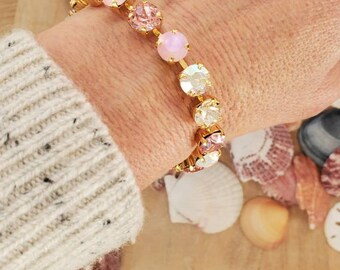 Bubble gum pink Swarovski Rhinestone Bracelet.  Statement bracelet. Gift for Her................#2309