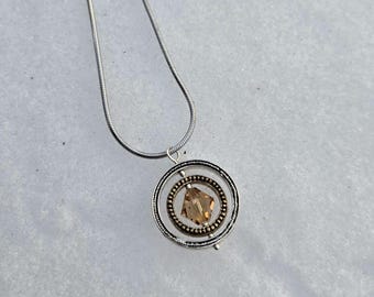 Spinner Swarovski Kristall Halskette.  Topaz Kristall Halskette.  Swarovski Kristall Halskette.  Silber und Gold Anhänger.  Geschenk für sie.