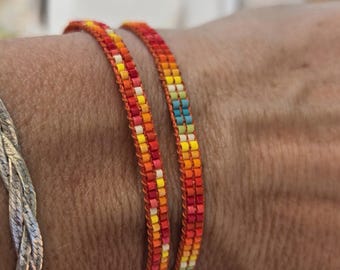 Bead Loom Armband, Japanische Glasperlen, Feuerfarben. Surfer Schmuck