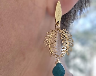 Griechische Göttin.  Lorbeerkranz und Jade Ohrringe. Geschenk für sie.