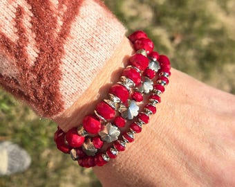 Feuerrot!  Stacking-Armbänder.  Geschenk Schmuck.