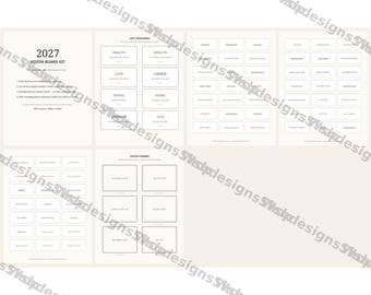 Kit de Quadro de Visão 2027 para Imprimir, Recortes para Colagem de Metas de Ano Novo, Palavras e Molduras para Manifestação (PDF)