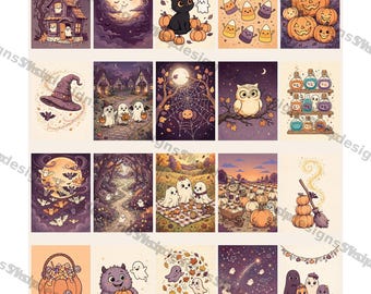 Pacote Gigante de Arte Fantasma de Halloween, 20 Impressões Assustadoras e Fofas, Decoração de Parede Fantasma Kawaii, Conjunto de Arte para Imprimir