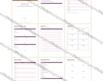 Pasta de Planejamento de Casamento com 55 Páginas, Incluindo Contagem Regressiva de 12 Meses, Controle de Orçamento, Comparação de Fornecedores, Lista de Convidados, Mapa de Mesas e Cronograma do Dia (PDF)