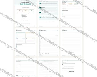 Agenda Diária para Adultos com TDAH 2.0 - 40 Páginas para Imprimir: Verificação de Energia, Matriz de Triagem, Dias com Blocos de Tempo, Desabafo, Revisão Semanal