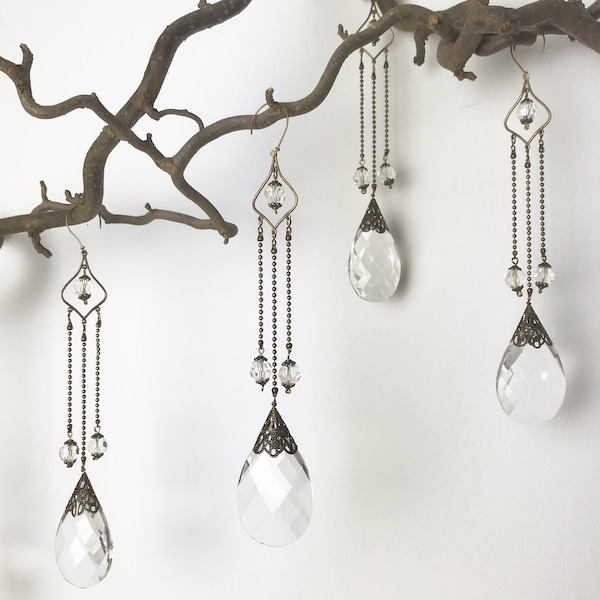 6-set unique Crystal decor hangings, suncatcher crystals for windows, manzanita braches, Chandeliers, wedding or cristmas decor