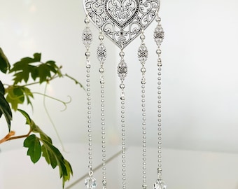 Kristall Suncatcher: Herz Kronleuchter Fensterschmuck