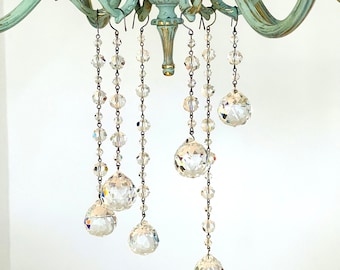 Gocce di cristallo per lampadario - Set di 6 pendenti acchiappasole