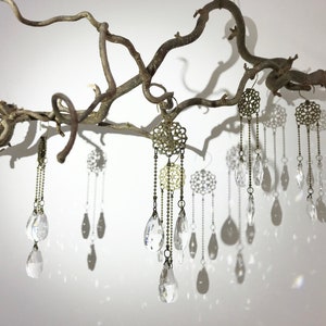 6-set unique Crystal decor hangings, suncatcher crystals for windows, manzanita braches, Chandeliers, wedding or cristmas decor image 6