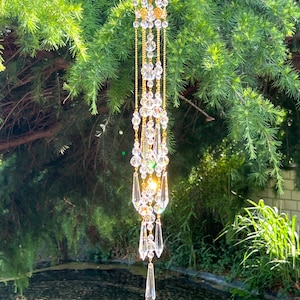 Golden gorgeous suncatcher chandelier, sun catcher crystals for windows, decor crystals, lightcatcher
