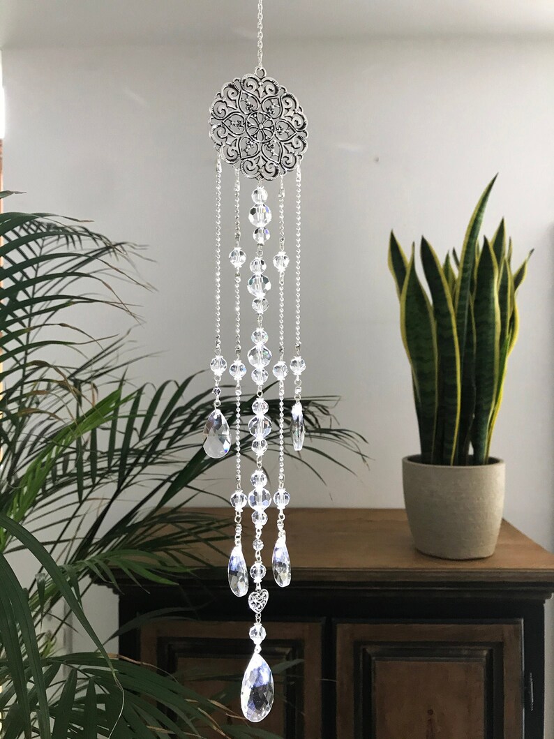 Crystal Pendant Suncatcher Chandelier Glass Hanging Sun Etsy