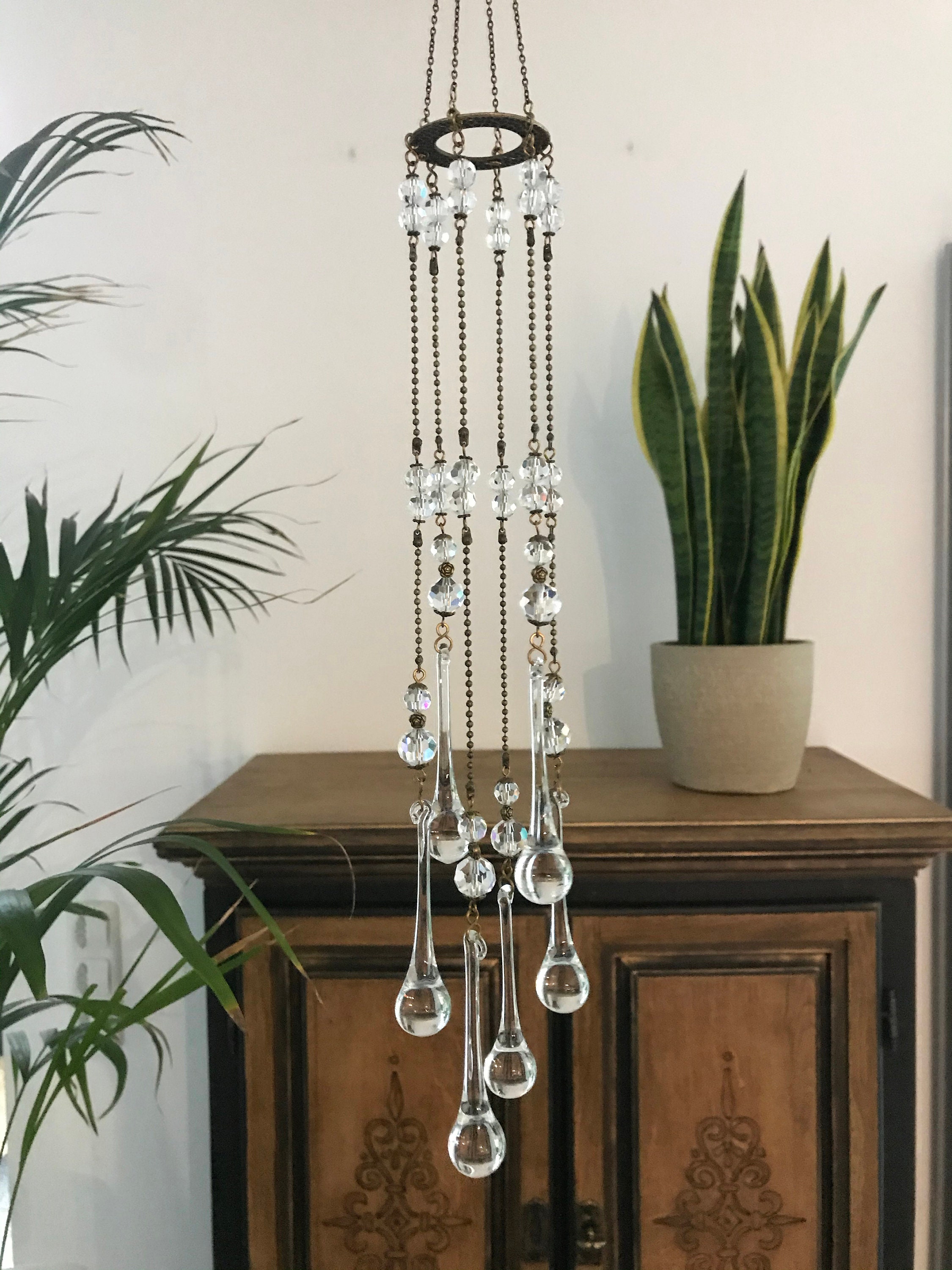 Elegant Glass Drops Suncatcher Chandelier Windchim Sun Etsy
