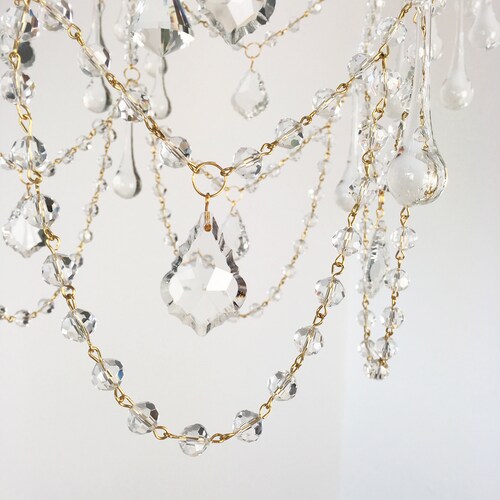 Clear Crystal Chandelier Beaded Garland Faceted 10mm Round Etsy