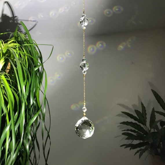 Long elegant crystal ball suncatcher, suncatcher crystals for windows, window treatment, wedding crystals, christmas decor