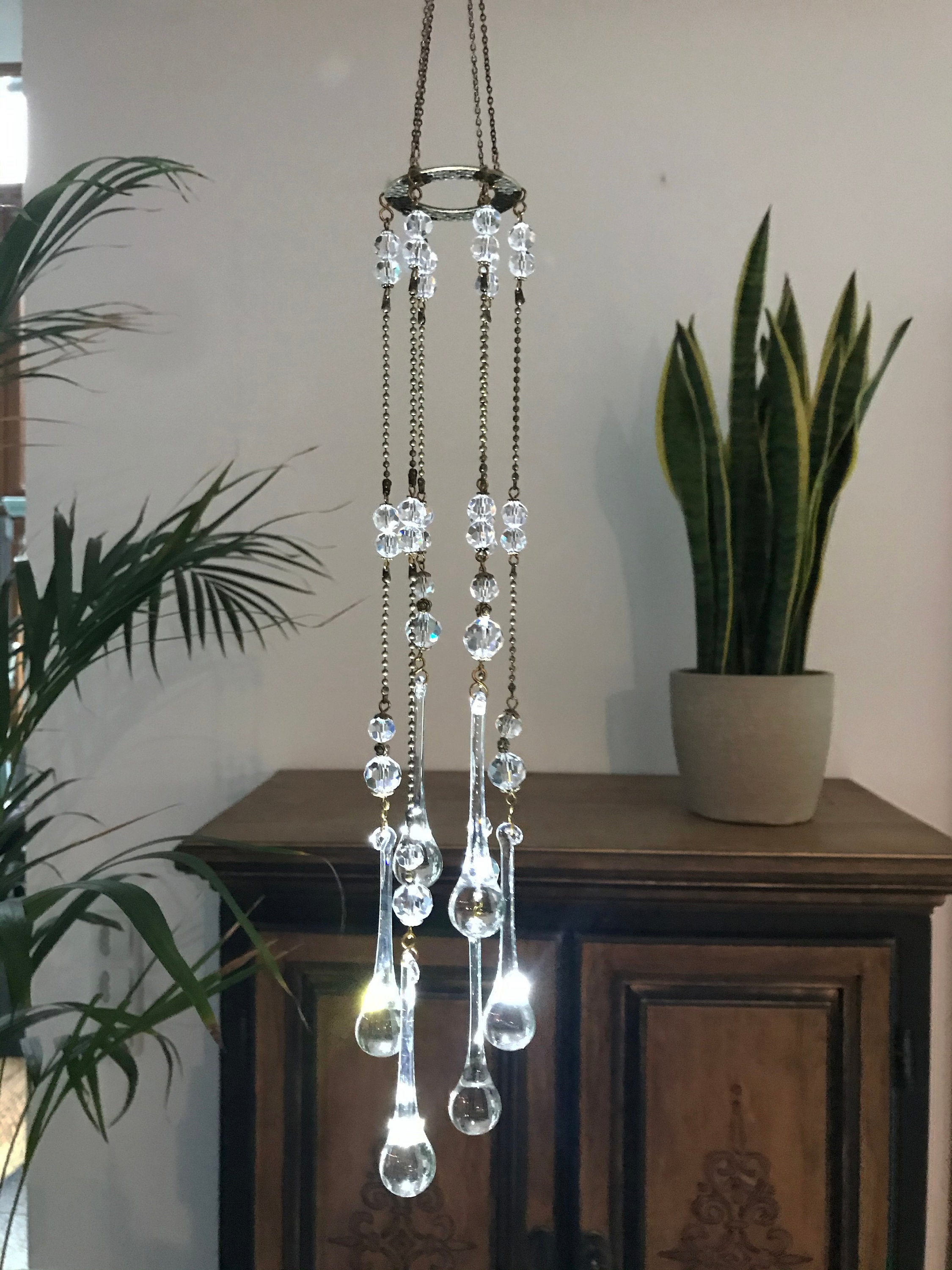 Elegant Glass Drops Suncatcher Chandelier Windchim Sun Etsy