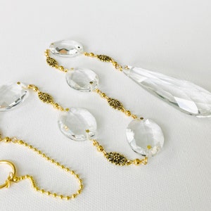 Elegant golden crystal suncatcher, suncatcher crystals for windows, window treatment, wedding crystals, crystal decor hanging prism