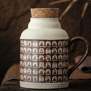 Textured Brown Clay Teapot 500ml - Side Handle and Cork Lid - Gift for Tea Lover