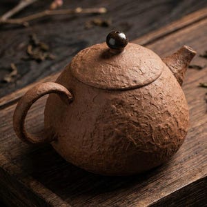 Clay Red Ceramic Teapot 120ml - Textured Ball Filter Spout - Holiday Gift Idea